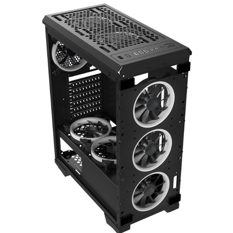 Fã do RGB do caso do jogo da caixa do computador de secretária com exemplo de vidro de Front Iron Net Panel ATX do painel