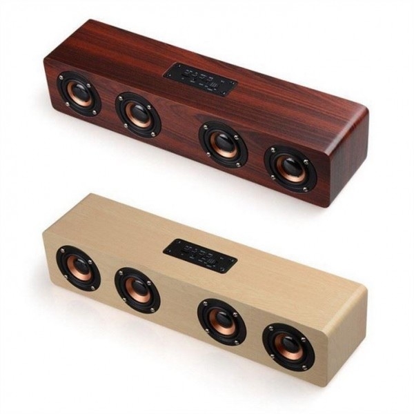 Alto-falante de madeira sem fio HIFI de madeira 4000 mAh SoundBar AUX Handsfree para TV