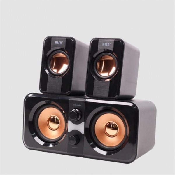 Subwoofer vintage com som surround com fio Hifi 2.1 sistema de alto-falantes 65dB