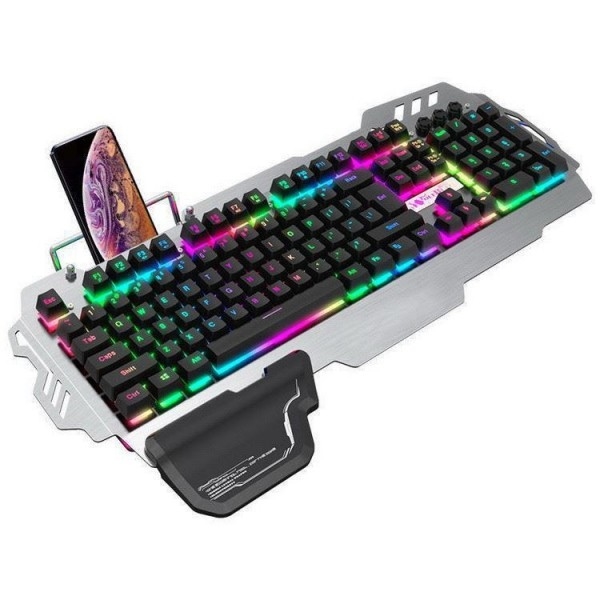 teclado mecânico de jogos com um suporte para telemóvel e suporte do carpo extremamente rápido eixo verde