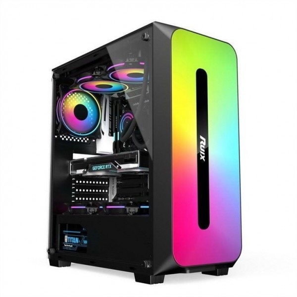 Micro ATX /ATX/ITX CASE Dazzle ARGB Effect Painel frontal Fonte de alimentação de montagem inferior disponível em preto e branco