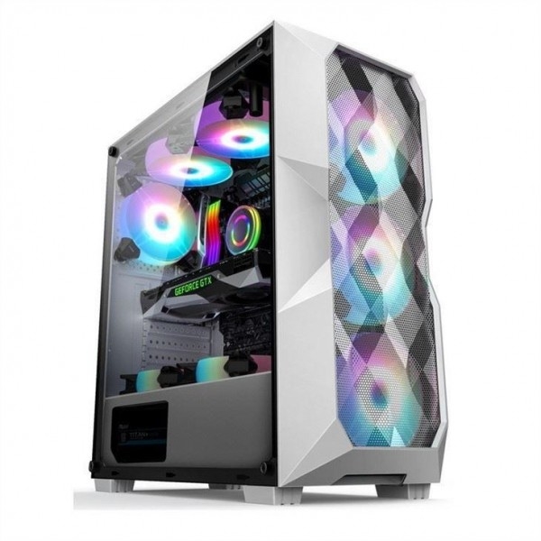 Meados de-torre do fluxo de ar ATX da caixa do computador do fluxo de ar ARGB com Mesh Front Panel poligonal que iluminação do apoio três 12cm ARGB