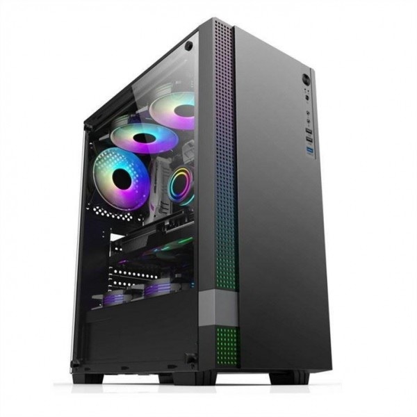 Caso de jogos de PC da Torre Média ETEK Caso de computador de jogos de PC da Torre Média ATX Suporte a 6 fãs ARGB, Pandel de lado de vidro temperado.