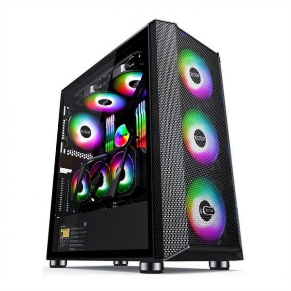 Gabinete de computador com filtro de poeira de design magnético Suporta 6 ventiladores ATX Mid-Tower PC Gaming Gabinete de vidro Painel lateral Gerenciamento de cabos