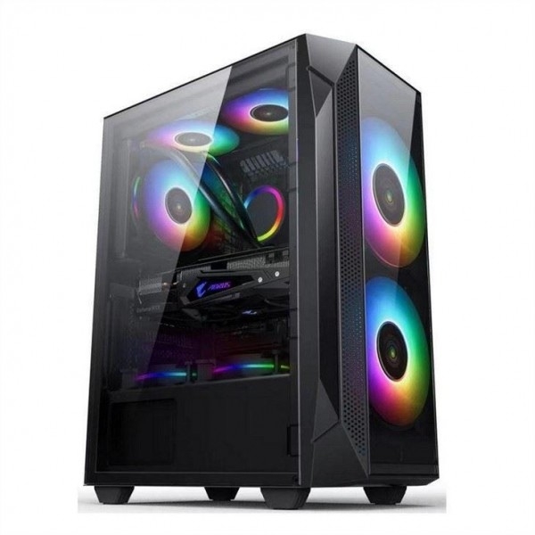 ETEK ATX/Matx Computador Case painel de vidro temperado em lado e Ventiladores de suporte frontal 2x14cm ou 3x12cm em suporte frontal Rad