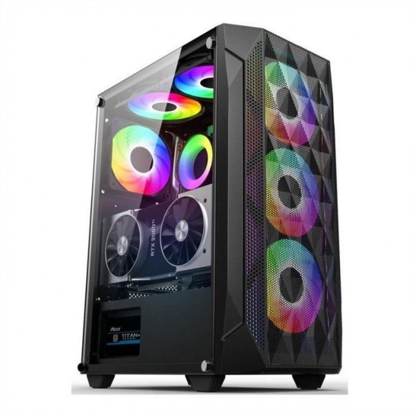 ETEK - ATX/Matx Case de computador Painel de vidro temperado em lado Prensado de malha Painel frontal de suporte Radiador resfriado a água