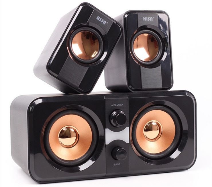 Subwoofer vintage com som surround com fio Hifi 2.1 sistema de alto-falantes 65dB