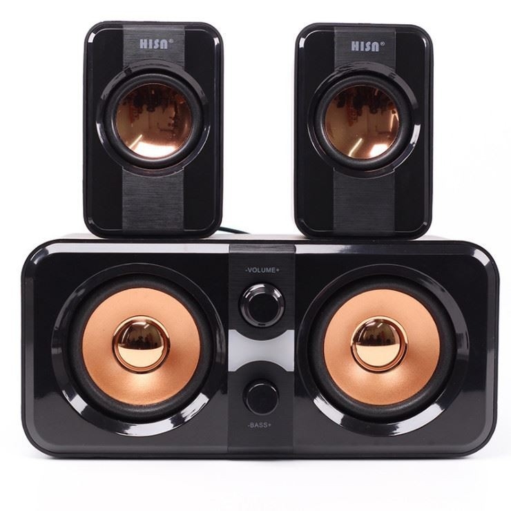 Subwoofer vintage com som surround com fio Hifi 2.1 sistema de alto-falantes 65dB