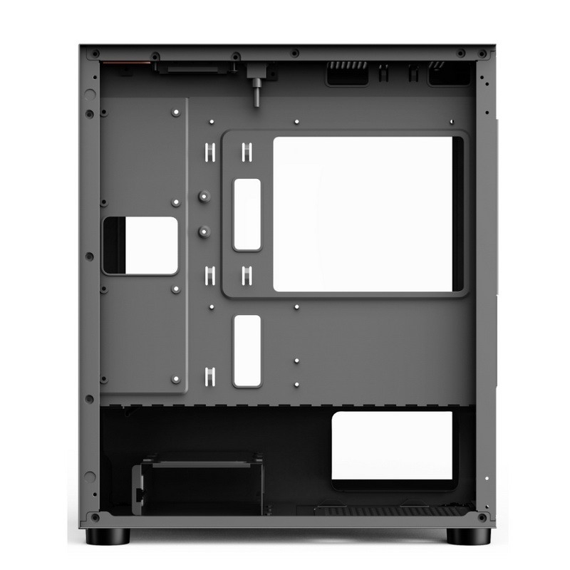 Caso de computador ETEK - Design fresco e limpo, painel frontal de aço de estampação integrado, portas giratórias de vidro temperado