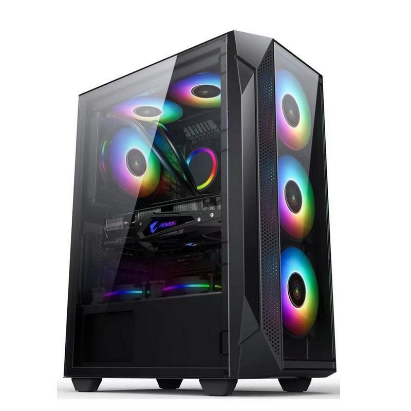 ETEK ATX/Matx Computador Case painel de vidro temperado em lado e Ventiladores de suporte frontal 2x14cm ou 3x12cm em suporte frontal Rad