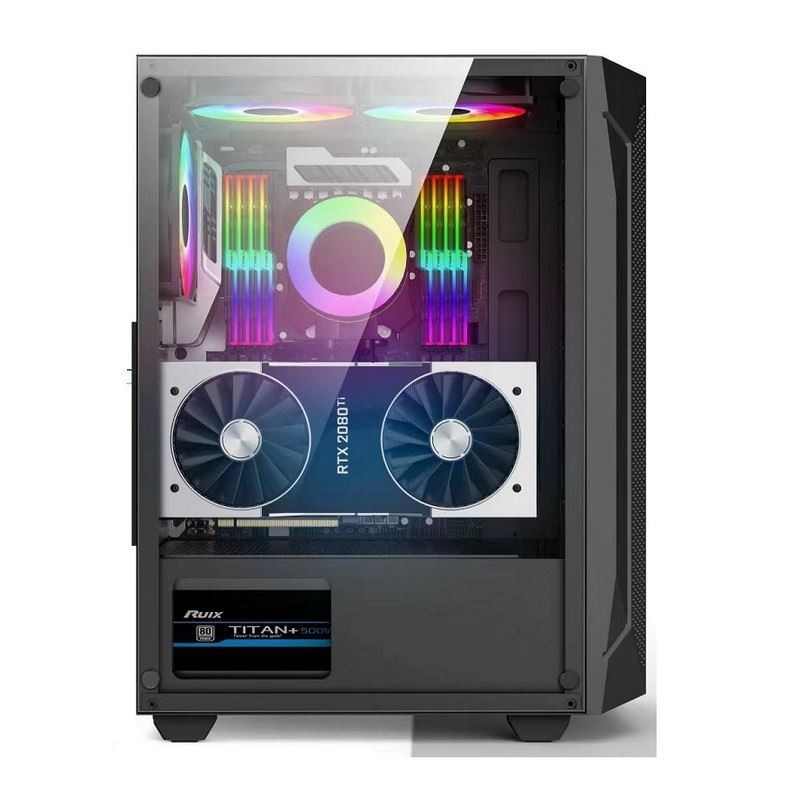 ETEK ATX/Matx Computador Case painel de vidro temperado em lado e Ventiladores de suporte frontal 2x14cm ou 3x12cm em suporte frontal Rad