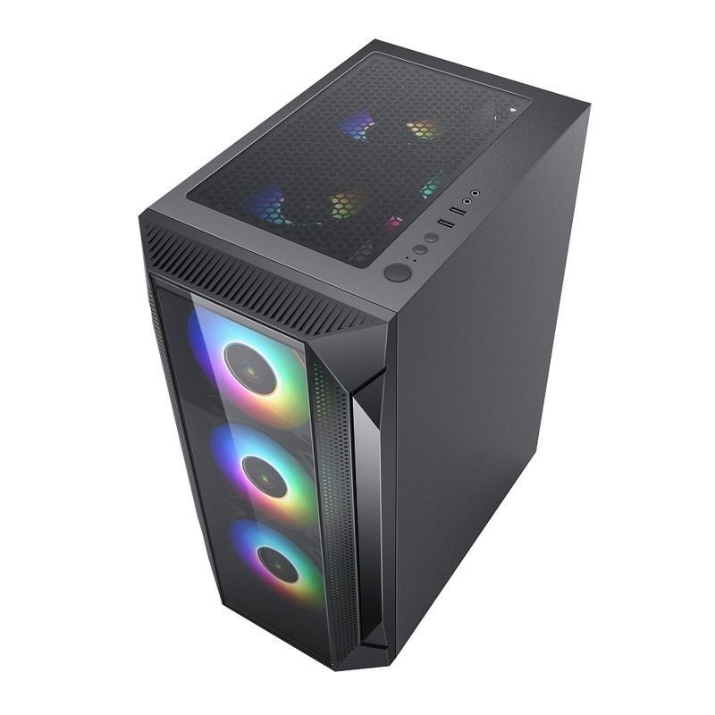 ETEK ATX/Matx Computador Case painel de vidro temperado em lado e Ventiladores de suporte frontal 2x14cm ou 3x12cm em suporte frontal Rad
