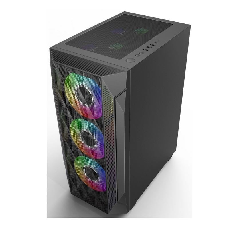 ETEK - ATX/Matx Case de computador Painel de vidro temperado em lado Prensado de malha Painel frontal de suporte Radiador resfriado a água