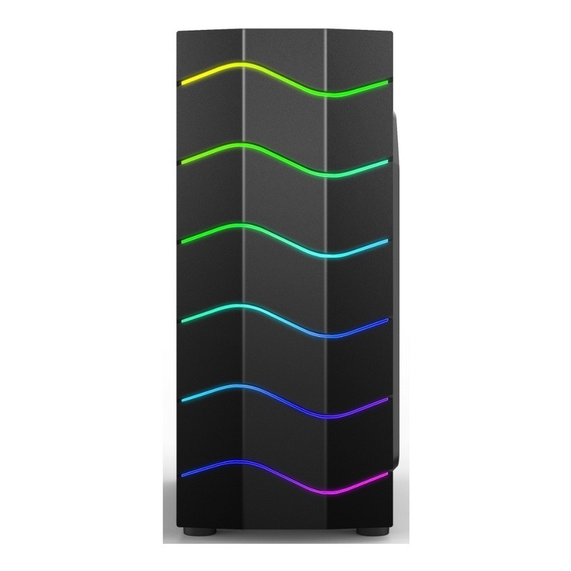 ETEK Funda luminosa para computador, painel frontal com LED de banda ondulada, efeito de luz ARGB, radiador resfriado a água
