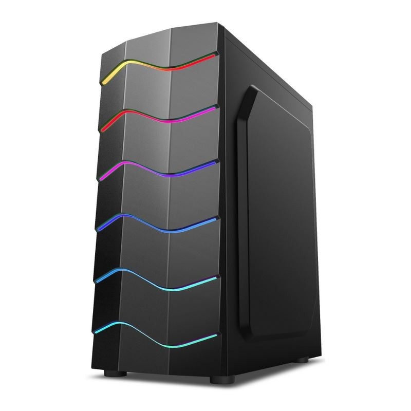 ETEK Funda luminosa para computador, painel frontal com LED de banda ondulada, efeito de luz ARGB, radiador resfriado a água