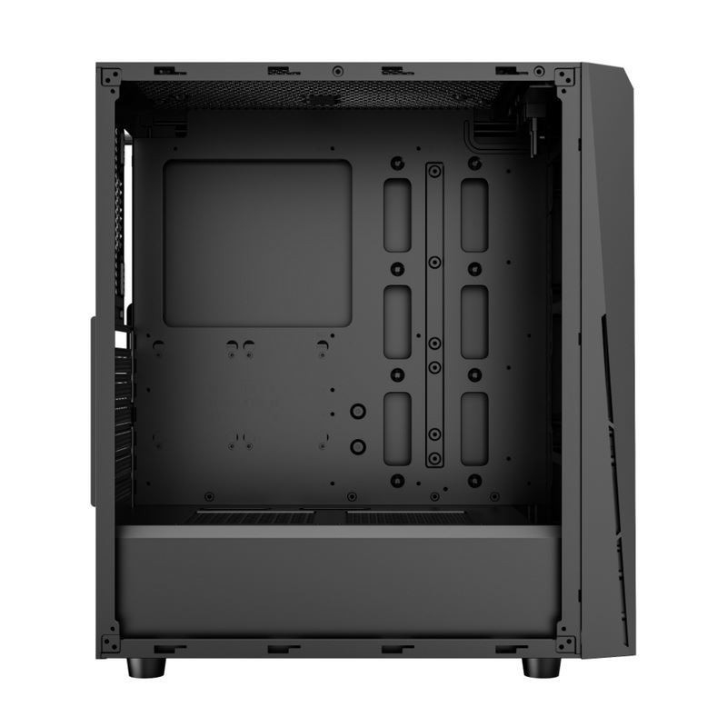 ETEK - PC Mid Tower Case Painel frontal irregular e de malha com faixa de LED ARGB, Painel lateral de vidro temperado, painel superior de I / O