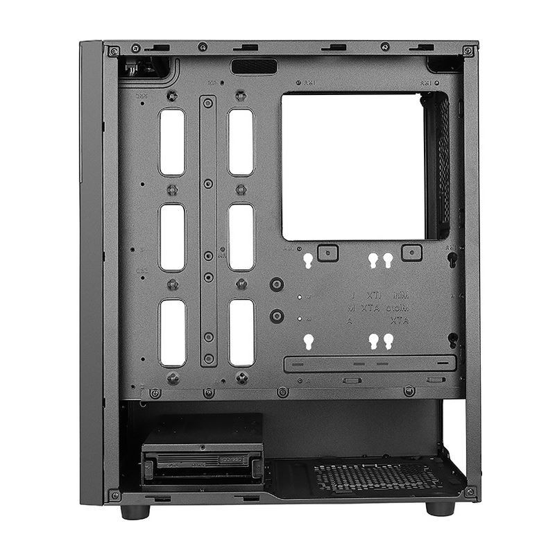 ETEK - PC Mid Tower Case Painel frontal irregular e de malha com faixa de LED ARGB, Painel lateral de vidro temperado, painel superior de I / O