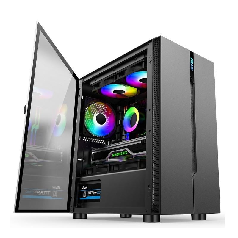 Equipamento de computador ETEK - painel esquerdo abrível Fornecimento de energia Montar inferior Ventiladores RGB Instaláveis Painel simples e generoso