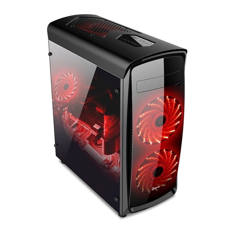 ETEK ATX Mid-Tower Case Painel frontal e lateral acrílico Full Side View Preto e Branco