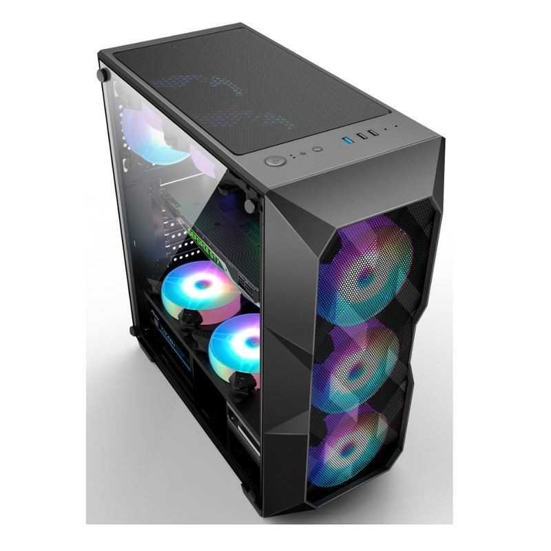 Meados de-torre do fluxo de ar ATX da caixa do computador do fluxo de ar ARGB com Mesh Front Panel poligonal que iluminação do apoio três 12cm ARGB