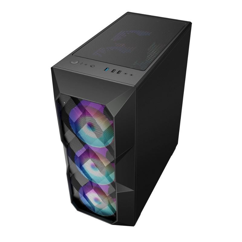 Meados de-torre do fluxo de ar ATX da caixa do computador do fluxo de ar ARGB com Mesh Front Panel poligonal que iluminação do apoio três 12cm ARGB