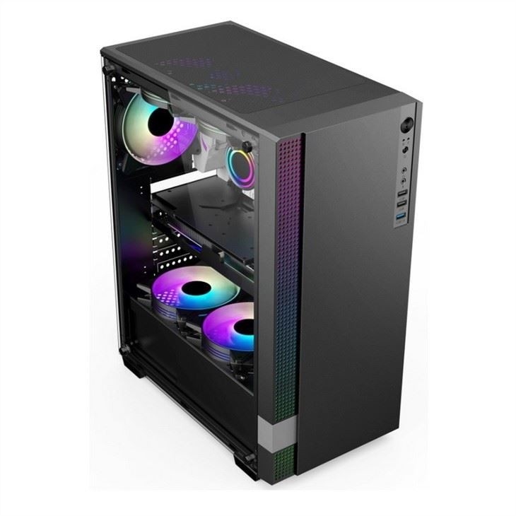 Caso de jogos de PC da Torre Média ETEK Caso de computador de jogos de PC da Torre Média ATX Suporte a 6 fãs ARGB, Pandel de lado de vidro temperado.