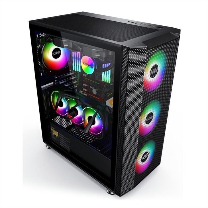 Gabinete de computador com filtro de poeira de design magnético Suporta 6 ventiladores ATX Mid-Tower PC Gaming Gabinete de vidro Painel lateral Gerenciamento de cabos