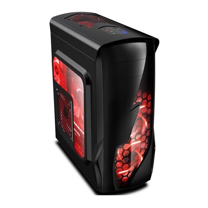 ETEK Airflow ATX Mid-Tower com painel frontal oco e transparente Painel lateral esquerdo completo acrílico