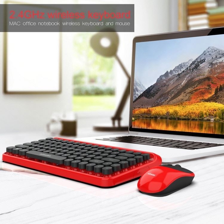 Teclado de máquina de escrever combinado de Mini Portable 84-Key do teclado sem fio e rato 3D compatíveis com a tabuleta do PC de Android Windows