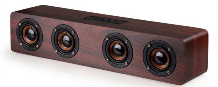 Alto-falante de madeira sem fio HIFI de madeira 4000 mAh SoundBar AUX Handsfree para TV