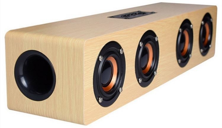 Alto-falante de madeira sem fio HIFI de madeira 4000 mAh SoundBar AUX Handsfree para TV