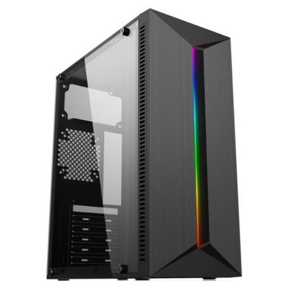 Painel dianteiro do ABS do chassi acrílico do preto da caixa do PC do jogo do RGB do armário do computador do painel ATX com tira da luz do RGB