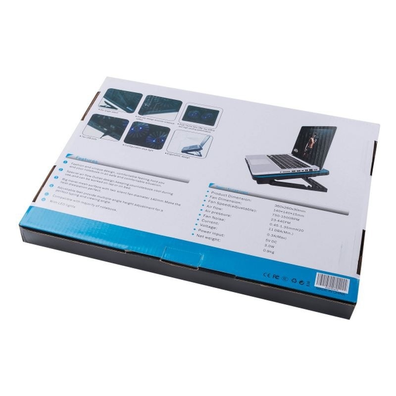 Base de resfriamento para laptop ETEK, bandeja de resfriamento para notebook, resfriador externo para laptop, tamanho grande, mas silencioso