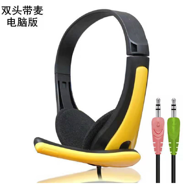 Fones de ouvido com fio de cabeça única e duas cabeças com microfones para computadores telefones celulares no escritório