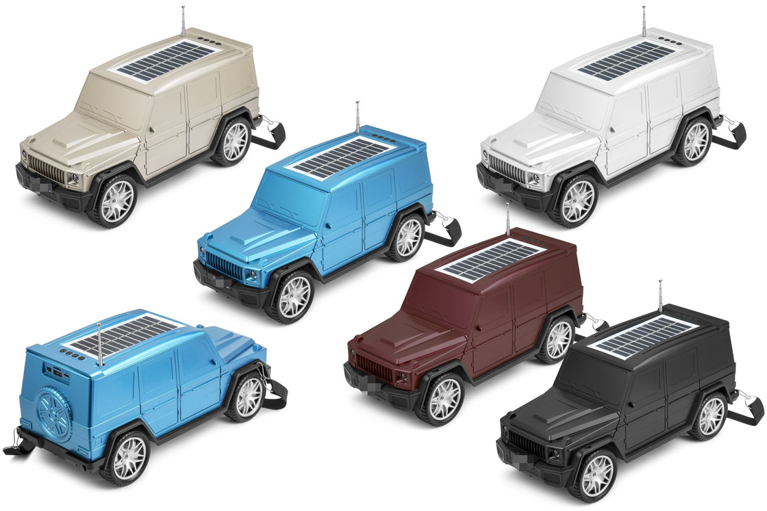 O alto-falante Bluetooth em forma de carro clássico combina lanterna solar e funções de rádio para viagens domésticas ao ar livre