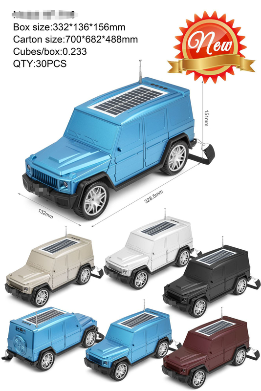 O alto-falante Bluetooth em forma de carro clássico combina lanterna solar e funções de rádio para viagens domésticas ao ar livre