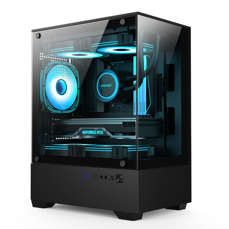 Micro-ATX ITX PC Gaming Case 1 HDD Bay 1 SSD Drive Bay Ambas as cores em preto e branco