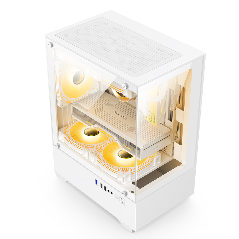 Micro-ATX ITX PC Gaming Case 1 HDD Bay 1 SSD Drive Bay Ambas as cores em preto e branco