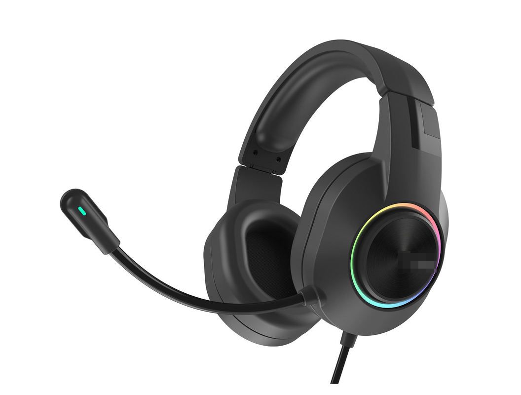 Fone de ouvido de computador com cabo duplo com efeitos de iluminação impressionantes e qualidade de áudio impressionante para o prazer da música e conversas de chamadas