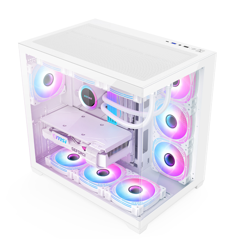 Caixa de computador de chassi moderno com boa ventilação amplo espaço interno eficiente refrigeração em jogos e PCs de alto desempenho