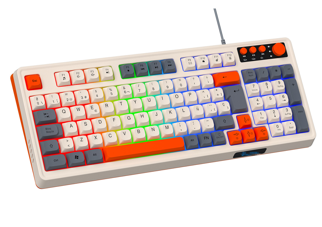 94 + 4 Pcs teclas multimídia Led Rainbow Backlit teclado multimídia de jogos para jogos
