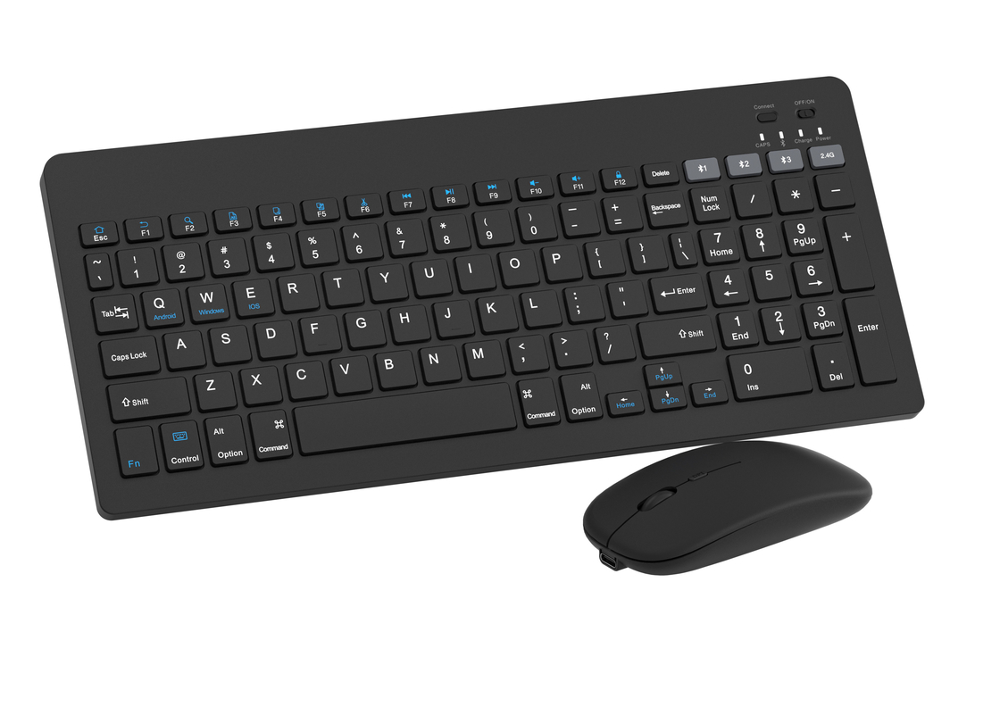 teclado sem fio minimalista preto com 99 teclas com carregamento sem fio mouse multi-DPI 4D para escritórios