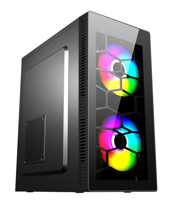 ETEK Gaming Computer Case MATX 2 Big RGB Fans On Front Panel Fan On Side Pandel Disponível Suporte OEM ODM