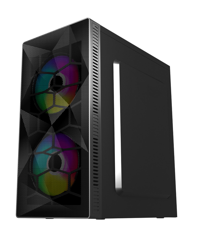 ETEK Gaming Computer Case MATX 2 Big RGB Fans On Front Panel Fan On Side Pandel Disponível Suporte OEM ODM