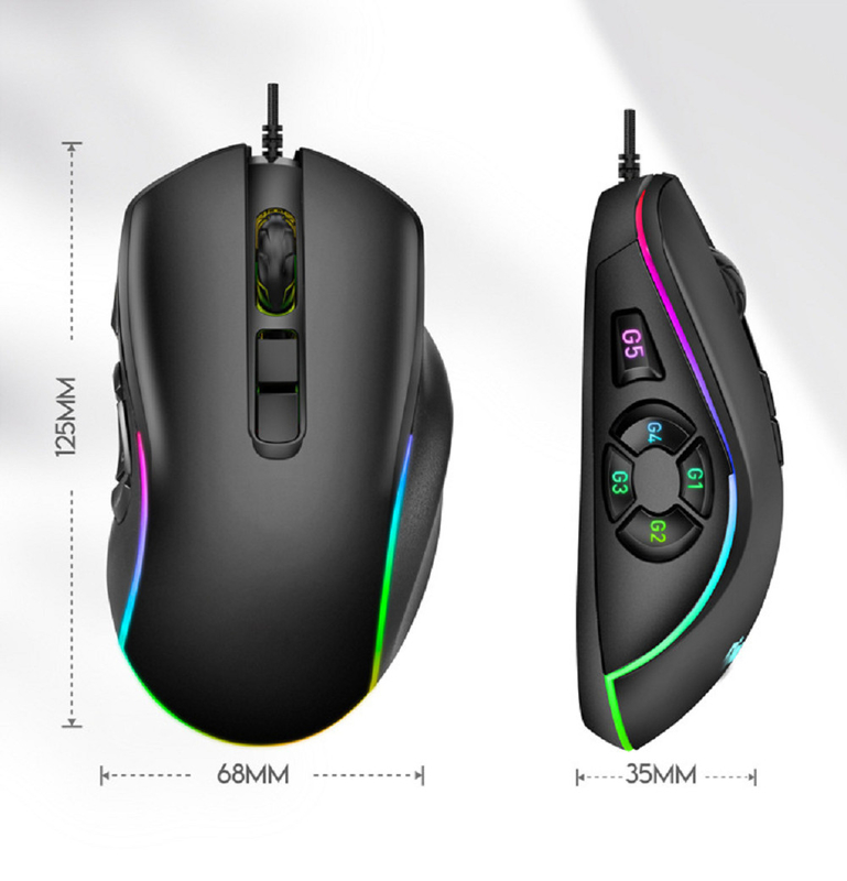 12800 DPI 10 Teclas Programáveis Mouse 12 Modos de Iluminação Compatível com Múltiplos Sistemas Para Gamers Profissionais Etc