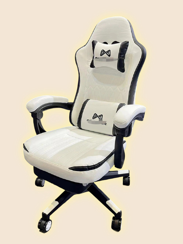 A cadeira de jogos premium suporta uma ergonomia saudável com vários ajustes, incluindo apoio de cabeça, apoio de costas e apoio de pés.