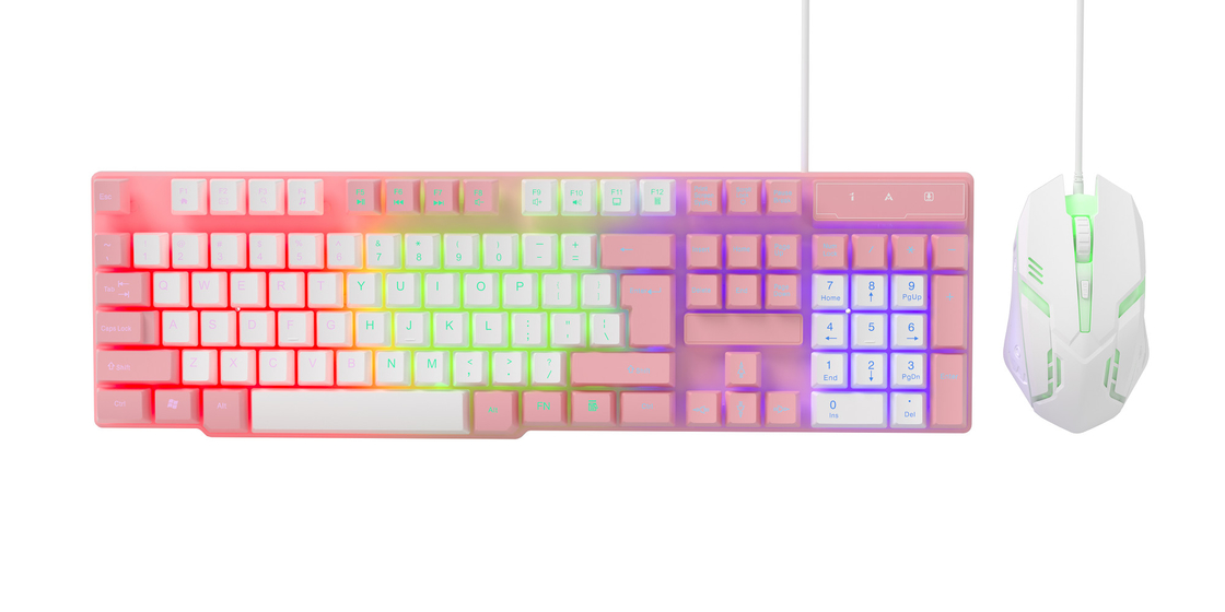 Compacto e portátil com iluminação estática de arco-íris e filme de carbono de ponta teclado e mouse para gamers criativos