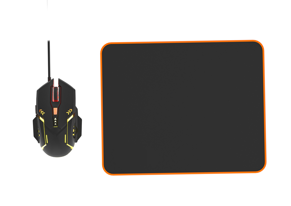 Iluminação estática de cor de arco-íris teclado de filme de carbono de alta qualidade 6D mouse de jogo com fio com ergonomia pad de mouse confortável