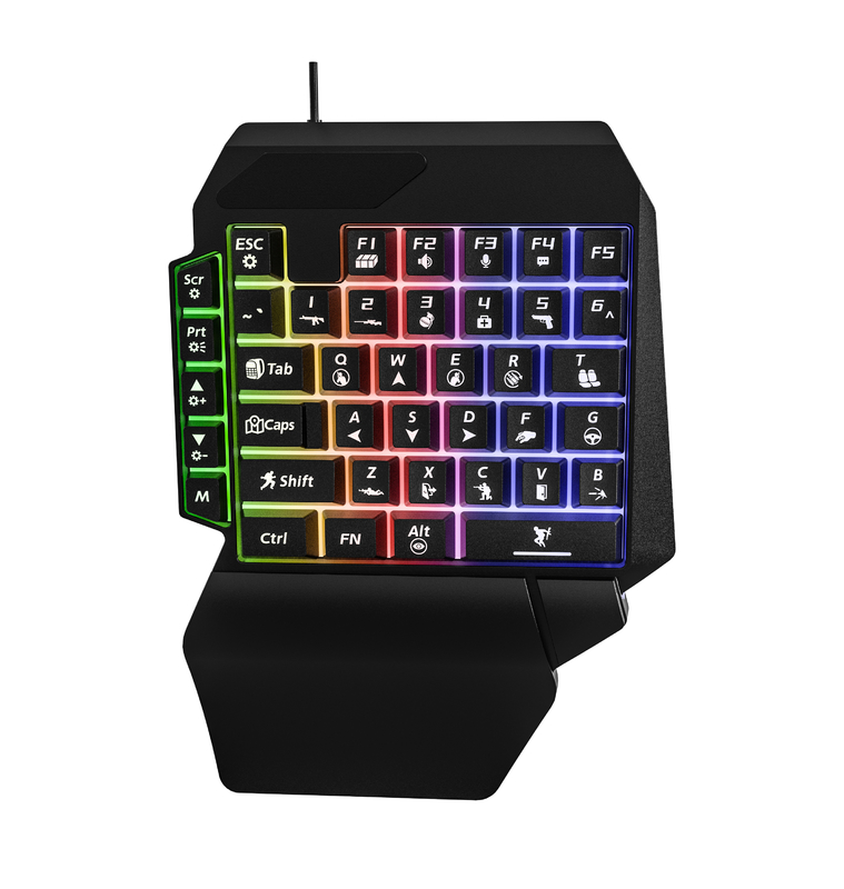 teclado de jogos de 40 teclas para uso de uma mão design compacto para jogadores de FPS e RTS