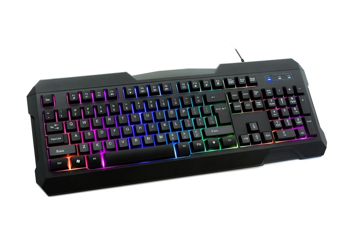 Rainbow Color Design Gaming Keyboard com 104 teclas A2.8 metros Conexão de cabo para jogadores Profissionais de escritório